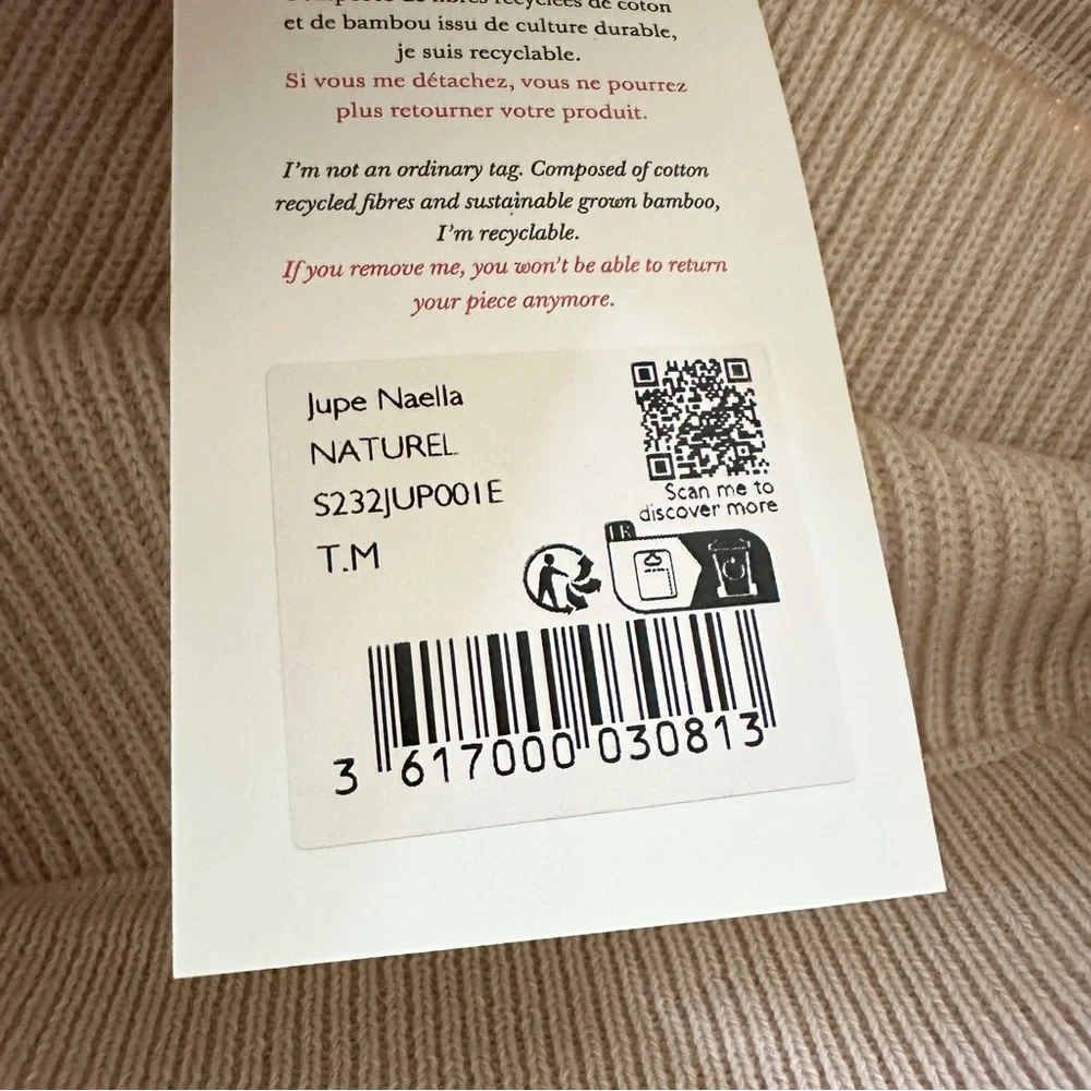 SEZANE Naella Merino Wool Jupe Knit Skirt NEW - Picture 6 of 8